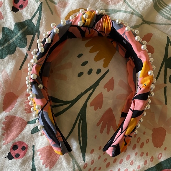 Lele Sadoughi OOAK Pink Lemon Headband with Pearls - Picture 2 of 8